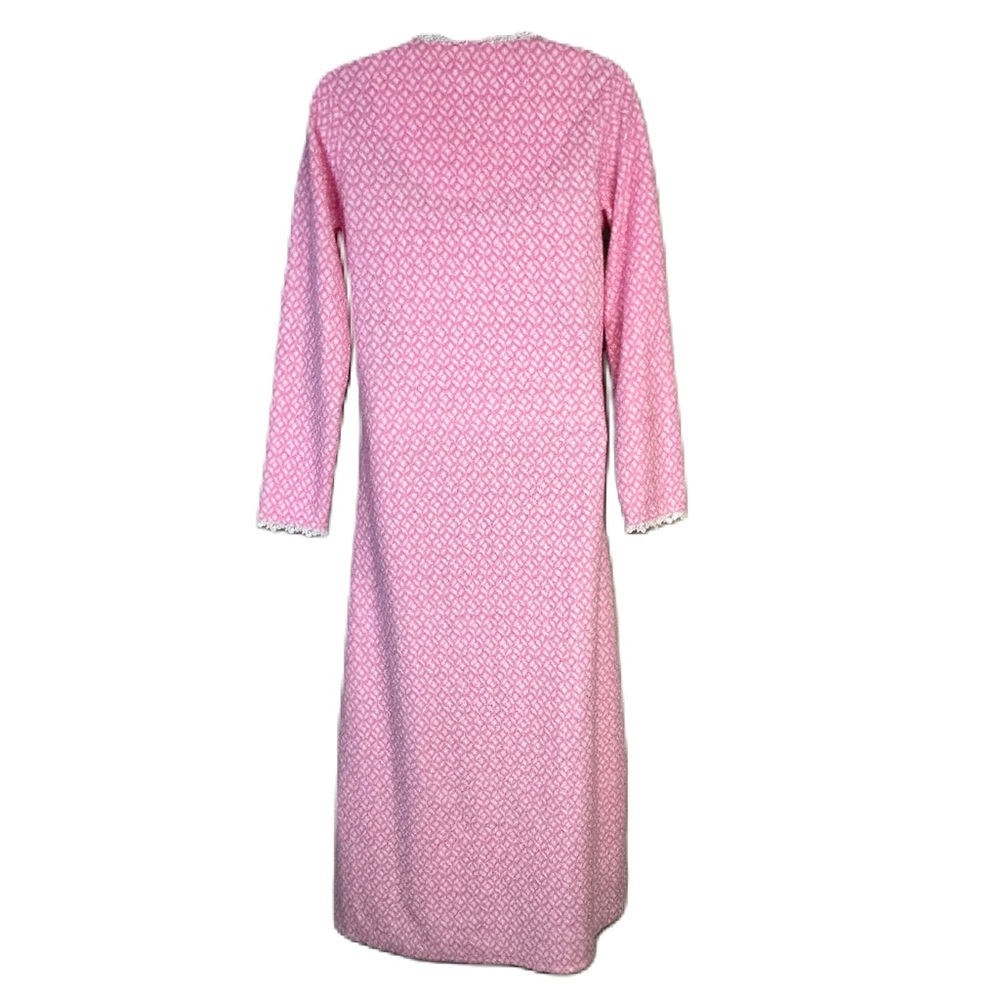 Eileen‎ West Nightgown Size XS Long Sleeve Fleece Pink Lace Cottagecore Modest - Picture 2 of 10